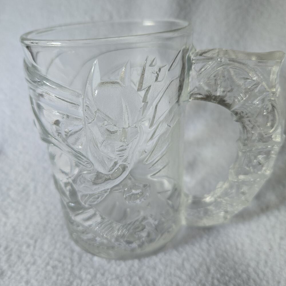 Vintage 1995 McDonald's Batman Forever Clear Glass Mug Cup